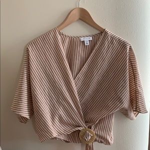 Topshop Striped Buckle Wrap Top, Size 4